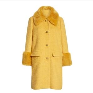 Kate spade yellow faux fur coat